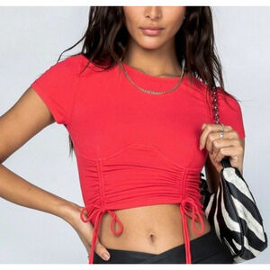 Princess Polly Stormi Top Size 2 Pink Short Sleeve Crop Top Rushed